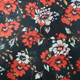 Ткань для платья с цветочным орнаментом, тянется, 95х150см. СССР.